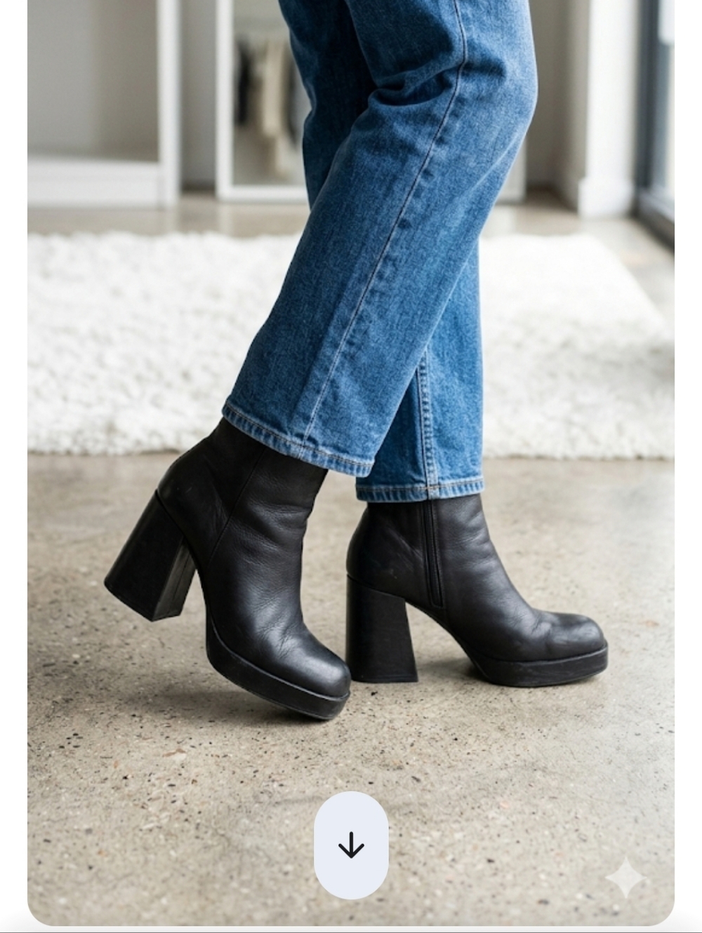 Y2k Steve Madden Elie Black Leather Block Heel Ankle Boots - Picture 1 of 16